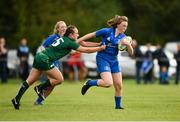 15 September 2018; Kathryn Dempsey of Leinster is tackled by Aine Galvin of Connacht during the U18 Girls Interprovincial Championship match between Leinster and connacht at Barnhall RFC in Parsonstown, Leixlip, Co. Kildare. Photo by Barry Cregg/Sportsfile