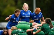 15 September 2018; Jessica Keating, centre, of Leinster calls the orders ahead of a scrum during the U18 Girls Interprovincial Championship match between Leinster and connacht at Barnhall RFC in Parsonstown, Leixlip, Co. Kildare. Photo by Barry Cregg/Sportsfile