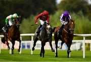 15 September 2018; Roaring Lion, left, with Oisin Murphy up, races clear of Saxon Warrior, with Ryan Moore up, on their way to winning the QIPCO Irish Champion Stakes during Irish Champions Stakes Day during the Leopardstown Races at Leopardstown in Dublin.  Photo by Sam Barnes/Sportsfile