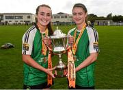 15 September 2018; Niamh Farrelly and Lauryn O'Callaghan of Peamount United with the cup after the Continental Tyres Women’s National League Cup Final between Wexford Youths at Peamount United at Ferrcarrig Park in Wexford. Photo by Matt Browne/Sportsfile