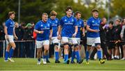 15 September 2018; The Leinster team take to the field before the U19 Interprovincial Championship match between Ulster and Leinster at Newforge Country Club in Belfast. Photo by Oliver McVeigh/Sportsfile