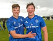 15 September 2018; Cian Prendergast and Ryan McMahon of Leinster celebrate after the U19 Interprovincial Championship match between Ulster and Leinster at Newforge Country Club in Belfast. Photo by Oliver McVeigh/Sportsfile
