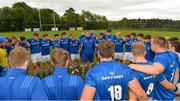15 September 2018; Leinster Head Coach Andy Wood speaks to his players after the U19 Interprovincial Championship match between Ulster and Leinster at Newforge Country Club in Belfast. Photo by Oliver McVeigh/Sportsfile