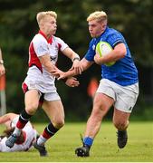 15 September 2018; Marcus Hanan of Leinster is tackled by Lewis Finlay of Ulster during the U19 Interprovincial Championship match between Ulster and Leinster at Newforge Country Club in Belfast. Photo by Oliver McVeigh/Sportsfile