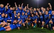 15 September 2018; The Leinster squad celebrate with the cup after the Women’s Interprovincial Championship match between Leinster and Munster at Energia Park in Donnybrook, Dublin. Photo by Brendan Moran/Sportsfile
