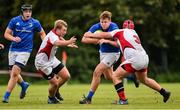 15 September 2018; Bobby Sheehan of Leinster is tackled by Ben McCrossan of Ulster during the U19 Interprovincial Championship match between Ulster and Leinster at Newforge Country Club in Belfast. Photo by Oliver McVeigh/Sportsfile