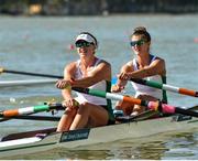 16 September 2018; Aileen Crowley, left, and Monika Dukarska of Ireland following victory in their Women's Double Sculls C Final on day eight of the World Rowing Championships in Plovdiv, Bulgaria. Photo by Seb Daly/Sportsfile