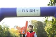 16 September 2018; Cillian Short, age 6, from Newtownmountkennedy, Co Wicklow, at the Marlay Junior parkrun, at Marley Park in Dublin, where Vhi hosted a special event to celebrate their partnership with parkrun Ireland. Vhi hosted a lively warm up routine which was great fun for children and adults alike. Crossing the finish line was a special experience as children were showered with bubbles and streamers to celebrate their achievement and each child received a gift. Junior parkrun in partnership with Vhi support local communities in organising free, weekly, timed 2km runs every Sunday at 9.30am. To register for a parkrun near you visit www.parkrun.ie. Photo by Piaras Ó Mídheach/Sportsfile
