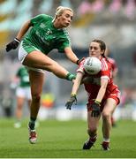 16 September 2018; Áine McGrath of Limerick in action against Niamh Rice of Louth during the TG4 All-Ireland Ladies Football Junior Championship Final match between Limerick and Louth at Croke Park, Dublin. Photo by David Fitzgerald/Sportsfile