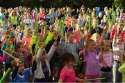 16 September 2018; Attendees at the Marlay Junior parkrun, at Marley Park in Dublin, where Vhi hosted a special event to celebrate their partnership with parkrun Ireland. Vhi hosted a lively warm up routine which was great fun for children and adults alike. Crossing the finish line was a special experience as children were showered with bubbles and streamers to celebrate their achievement and each child received a gift. Junior parkrun in partnership with Vhi support local communities in organising free, weekly, timed 2km runs every Sunday at 9.30am. To register for a parkrun near you visit www.parkrun.ie. Photo by Piaras Ó Mídheach/Sportsfile