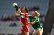 16 September 2018; Kate Flood of Louth in action against Sarah O'Sullivan of Limerick during the TG4 All-Ireland Ladies Football Junior Championship Final match between Limerick and Louth at Croke Park, Dublin. Photo by David Fitzgerald/Sportsfile