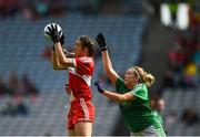 16 September 2018; Kate Flood of Louth in action against Sarah O'Sullivan of Limerick during the TG4 All-Ireland Ladies Football Junior Championship Final match between Limerick and Louth at Croke Park, Dublin. Photo by David Fitzgerald/Sportsfile