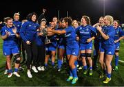 15 September 2018; Leinster players celebrate with the cup after the Women’s Interprovincial Championship match between Leinster and Munster at Energia Park in Donnybrook, Dublin. Photo by Brendan Moran/Sportsfile