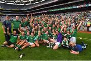 16 September 2018; The Limerick team celebrate with the West County Hotel cup following the TG4 All-Ireland Ladies Football Junior Championship Final match between Limerick and Louth at Croke Park, Dublin. Photo by David Fitzgerald/Sportsfile