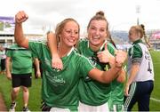 16 September 2018; Catríona Davis of Limerick, left celebrates with team mate Orlaith O'Donoghue after the TG4 All-Ireland Ladies Football Junior Championship Final match between Limerick and Louth at Croke Park, Dublin. Photo by Eóin Noonan/Sportsfile