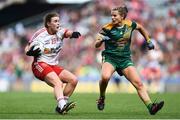 16 September 2018; Niamh O'Neill of Tyrone in action against Katie Newe of Meath during the TG4 All-Ireland Ladies Football Intermediate Championship Final match between Meath and Tyrone at Croke Park, Dublin. Photo by David Fitzgerald/Sportsfile