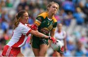16 September 2018; Orlagh Lally of Meath in action against Sláine McCarroll of Tyrone during the TG4 All-Ireland Ladies Football Intermediate Championship Final match between Meath and Tyrone at Croke Park, Dublin. Photo by Piaras Ó Mídheach/Sportsfile