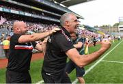 16 September 2018; Tyrone manager Gerry Moane celebrates after the TG4 All-Ireland Ladies Football Intermediate Championship Final match between Meath and Tyrone at Croke Park, Dublin. Photo by Eóin Noonan/Sportsfile