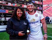 16 September 2018; Marcell Coetzee of Ulster is presented with the man of the match award by Themeka Links following the Guinness PRO14 Round 3 match between Southern Kings and Ulster at Nelson Mandela Bay Stadium in Port Elizabeth, South Africa. Photo by Michael Sheehan/Sportsfile