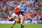 16 September 2018; Lauren Magee of Dublin in action against Shauna Kelly of Cork during the TG4 All-Ireland Ladies Football Senior Championship Final match between Cork and Dublin at Croke Park, Dublin. Photo by Brendan Moran/Sportsfile