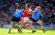 16 September 2018; Ciara O'Sullivan of Cork in action against Siobhán McGrath, left, and Sinéad Finnegan of Dublin during the TG4 All-Ireland Ladies Football Senior Championship Final match between Cork and Dublin at Croke Park, Dublin. Photo by Brendan Moran/Sportsfile