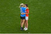 16 September 2018; Eimear Scally of Cork is consoled by Nicole Owens of Dublin after the TG4 All-Ireland Ladies Football Senior Championship Final match between Cork and Dublin at Croke Park, Dublin. Photo by Piaras Ó Mídheach/Sportsfile