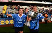16 September 2018; Olwen Carey, left, and Oonagh Whyte of Dublin celebrate with the Brendan Martin Cup following the TG4 All-Ireland Ladies Football Senior Championship Final match between Cork and Dublin at Croke Park, Dublin. Photo by Sam Barnes/Sportsfile