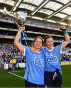 16 September 2018; Noelle Healy and Lyndsey Davey of Dublin celebrate with the Brendan Martin Cup  following the TG4 All-Ireland Ladies Football Senior Championship Final match between Cork and Dublin at Croke Park, Dublin. Photo by Sam Barnes/Sportsfile