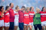 16 September 2018; Cork manager Ephie Fitzgerald, centre, following the TG4 All-Ireland Ladies Football Senior Championship Final match between Cork and Dublin at Croke Park, Dublin. Photo by Eóin Noonan/Sportsfile
