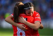 16 September 2018; Hannah Looney of Cork is consoled by team-mate Ashling Hutchings after the TG4 All-Ireland Ladies Football Senior Championship Final match between Cork and Dublin at Croke Park, Dublin. Photo by Brendan Moran/Sportsfile