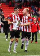 16 September 2018; Aaron McEneff, left, and Nicky Low of Derry City celebrate following the EA SPORTS Cup Final between Derry City and Cobh Ramblers at the Brandywell Stadium in Derry. Photo by Stephen McCarthy/Sportsfile