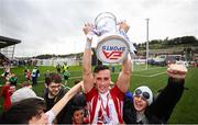 16 September 2018; Aaron McEneff of Derry City celebrates with supporters following the EA SPORTS Cup Final between Derry City and Cobh Ramblers at the Brandywell Stadium in Derry. Photo by Stephen McCarthy/Sportsfile