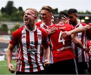16 September 2018; Nicky Low of Derry City celebrates his side's third goal during the EA SPORTS Cup Final between Derry City and Cobh Ramblers at the Brandywell Stadium in Derry. Photo by Stephen McCarthy/Sportsfile