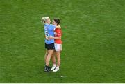 16 September 2018; Eimear Scally of Cork is consoled by Nicole Owens of Dublin after the TG4 All-Ireland Ladies Football Senior Championship Final match between Cork and Dublin at Croke Park, Dublin. Photo by Piaras Ó Mídheach/Sportsfile