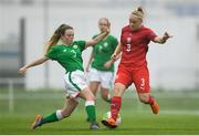 17 September 2018; Sophie Liston of Republic of Ireland in action against Karetina Marcinkova of Czech Republic during the Women's U17 International Friendly match between Republic of Ireland and Czech Republic at the RSC in Waterford. Photo by Harry Murphy/Sportsfile