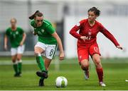 17 September 2018; Rebecca Cooke of Republic of Ireland in action against Denisa Neradova of Czech Republic during the Women's U17 International Friendly match between Republic of Ireland and Czech Republic at the RSC in Waterford. Photo by Harry Murphy/Sportsfile