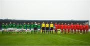 17 September 2018; Republic of Ireland and Czech Republic players prior to the Women's U17 International Friendly match between Republic of Ireland and Czech Republic at the RSC in Waterford. Photo by Harry Murphy/Sportsfile