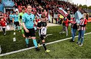 16 September 2018; Cobh Ramblers captain Shane O'Connor leads his side out prior to the EA SPORTS Cup Final between Derry City and Cobh Ramblers at the Brandywell Stadium in Derry. Photo by Stephen McCarthy/Sportsfile