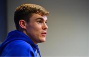 17 September 2018; Garry Ringrose during a Leinster Rugby press conference at Leinster Rugby Headquarters in Dublin. Photo by Ramsey Cardy/Sportsfile