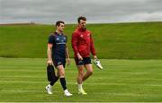 17 September 2018; Ronan O'Mahony and Darren Sweetnam arrive for Munster rugby squad training at the University of Limerick in Limerick. Photo by Diarmuid Greene/Sportsfile