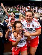 16 September 2018; Emma Smyth and Siobhán Sheerin of Tyrone celebrate following the TG4 All-Ireland Ladies Football Intermediate Championship Final match between Meath and Tyrone at Croke Park, Dublin. Photo by Sam Barnes/Sportsfile