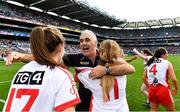 16 September 2018; Tyrone manager Gerry Moane, centre, celebrates with his players including Maria Canavan, left, and Lycrecia Quinn of Tyrone following the TG4 All-Ireland Ladies Football Intermediate Championship Final match between Meath and Tyrone at Croke Park, Dublin. Photo by Sam Barnes/Sportsfile