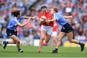 16 September 2018; Hannah Looney of Cork in action against Siobhán McGrath and Lauren Magee of Dublin during the TG4 All-Ireland Ladies Football Senior Championship Final match between Cork and Dublin at Croke Park, Dublin. Photo by Sam Barnes/Sportsfile