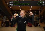 17 September 2018; Gold medallist Sanita Puspure on her return from the World Rowing Championships at Dublin Airport in Dublin. Photo by David Fitzgerald/Sportsfile