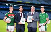 18 September 2018; Stephen Coen of Mayo, left, Seamus Hickey, CEO of the GPA, second from left, Uachtarán Chumann Lúthchleas Gael John Horan, second from right, and Séamus Flanagan of Limerick in attendance during the launch of the ESRI Report into Playing Senior Intercounty Gaelic Games at Croke Park in Dublin. Photo by Sam Barnes/Sportsfile