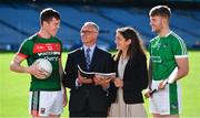 18 September 2018; Stephen Coen of Mayo, left, Alan Barrett, Director of the ESRI, second from left, Elish Kelly, Senior Research Officer, ESRI, and Séamus Flanagan of Limerick in attendance during the launch of the ESRI Report into Playing Senior Intercounty Gaelic Games at Croke Park in Dublin. Photo by Sam Barnes/Sportsfile