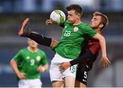 18 September 2018; Conor Carty of Republic of Ireland in action against Kemal Bayrak of Turkey during the Under 17 International Friendly match between Republic of Ireland and Turkey at Tallaght Stadium in Tallaght, Dublin. Photo by Eóin Noonan/Sportsfile