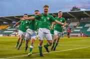 18 September 2018; Matt Everitt of Republic of Ireland celebrates with team-mate Séamas Keogh after scoring his side's first goal during the Under 17 International Friendly match between Republic of Ireland and Turkey at Tallaght Stadium in Tallaght, Dublin. Photo by Eóin Noonan/Sportsfile