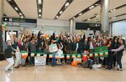 19 September 2018; Irish team with supporters during an Irish Eventing Team welcome home at Dublin Airport in Dublin. Photo by Eóin Noonan/Sportsfile