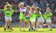 16 September 2018; Action from the match between St Sylvester's Dublin and St Mary's Galway during the Half-time GO Games during the TG4 All-Ireland Ladies Football Championship Finals at Croke Park, Dublin. Photo by Brendan Moran/Sportsfile